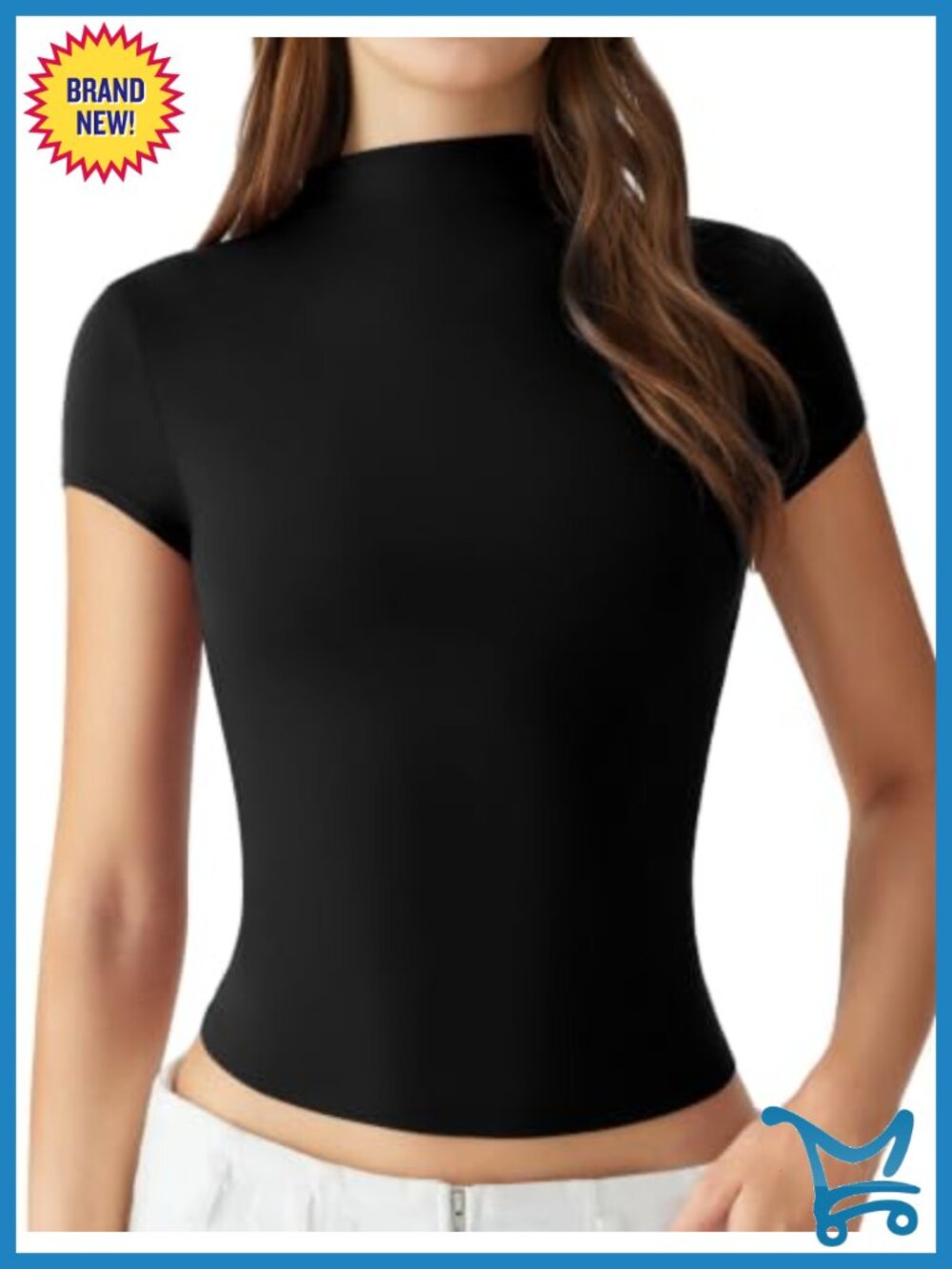 Double Lined Mock Neck Short Sleeve Slim Fit Office Tee